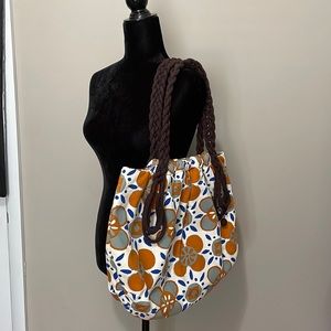 Tocca for Anthropologie - Cloth Tote Bag with Brown Braided Straps - NWOT